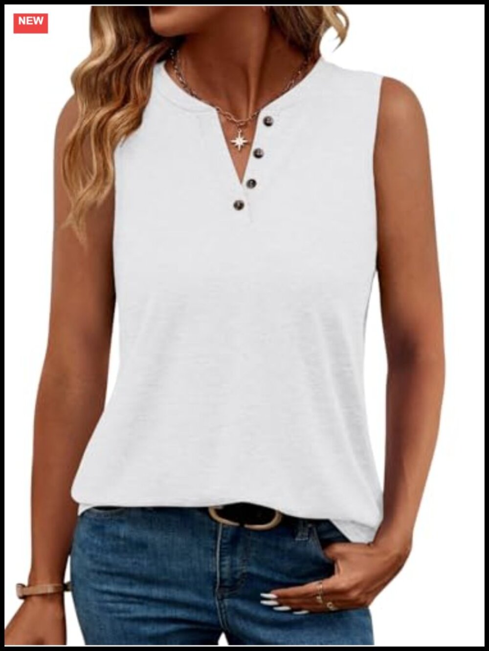 Women's V Neck Sleeveless Tank Top Loose Fit Casual Summer